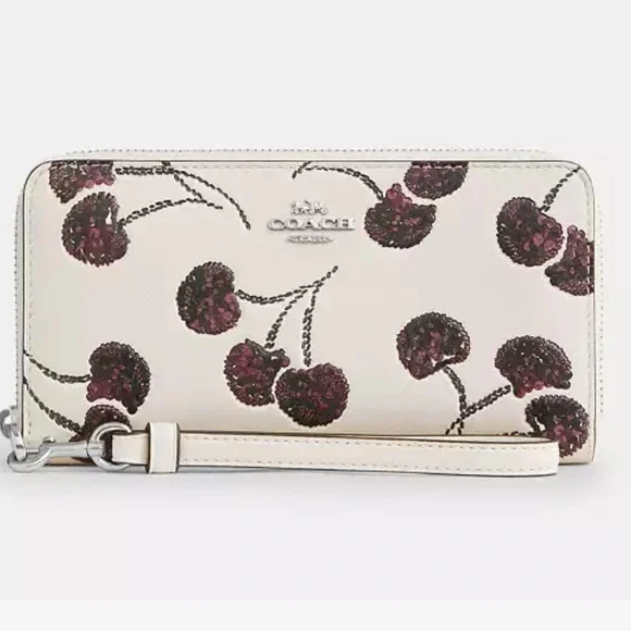 Coach retail $390 cream winter cherry 🍒 long wallet nwt - Picture 3 of 5